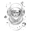Astronauta con jupiter tattoo design idea