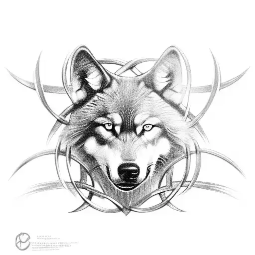 celtic with a wolf and griffin and the Celtic god Lughholding wheat and barley tattoo design idea