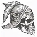 skull wearing a medieval knight helmet tattoo design idea