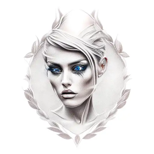 slim nude lady tattoo design idea