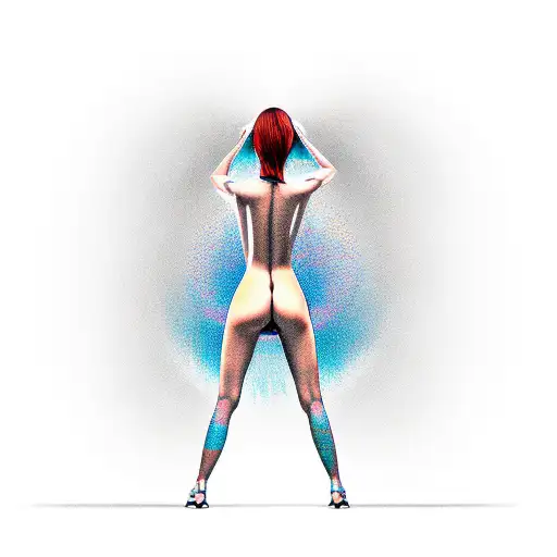 slim nude lady tattoo design idea