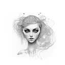 slim nude lady tattoo design idea