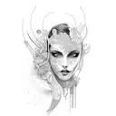 slim nude lady tattoo design idea