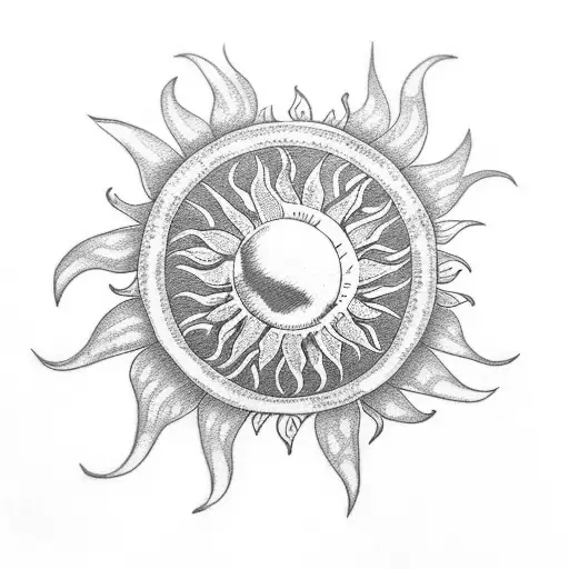 sun, cyclamens, daisies tattoo design idea