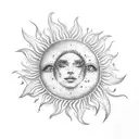 sun, cyclamens, daisies tattoo design idea