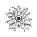 sun, cyclamens, daisies tattoo design idea