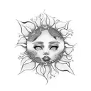 sun, cyclamens, daisies tattoo design idea