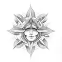 snake, dagger, sun, flowers, dots tattoo design idea