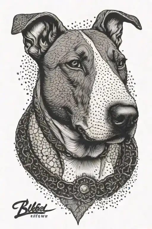bull terrier in boxer stance tattoo design idea