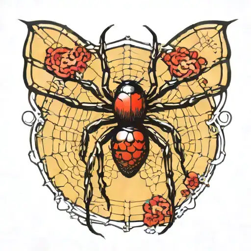 black widow spiders with webs tattoo design idea