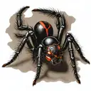 black widow spider hanging form  tattoo design idea