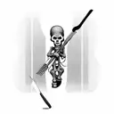 Grim reaper holding a skateboard with surgical tools as the wheels tattoo design idea