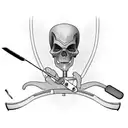 Grim reaper holding a skateboard with surgical tools as the wheels tattoo design idea