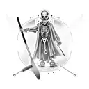 Grim reaper holding a skateboard with surgical tools as the wheels tattoo design idea