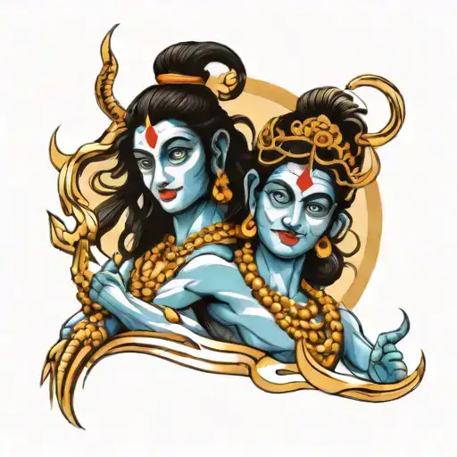 shiva and Krishna tattoo design idea
