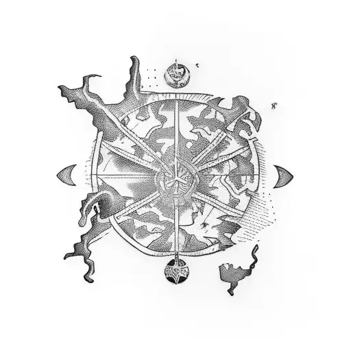 treasure map tattoo design idea