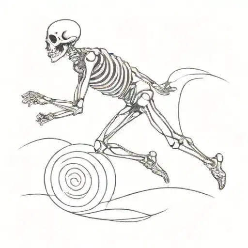 running skeleton tattoo design idea
