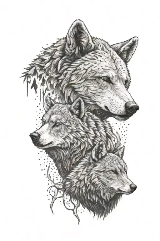 bear wolf and deer tattoo design idea