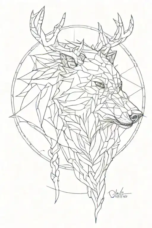 Incorporate OCR obstacles into a sketch tattoo with a bear, wolf, and stag tattoo design idea