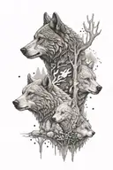 bear wolf and deer tattoo design idea