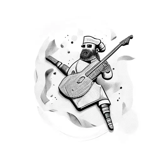 chef knife and guitar tattoo design idea