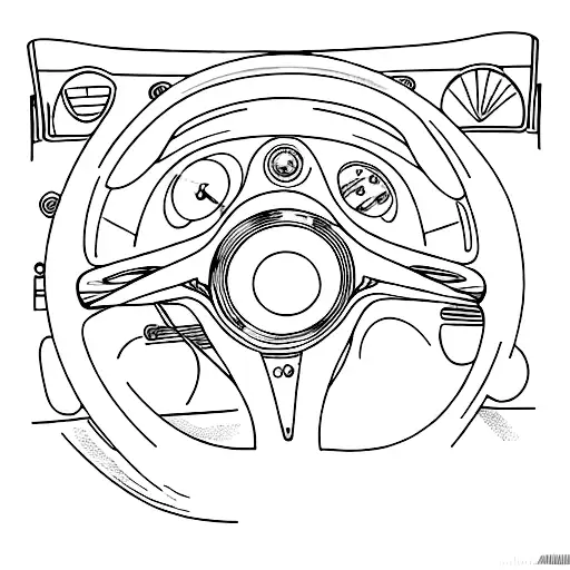Vintage car steering wheel tattoo design idea