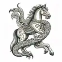 A Rearing Horse protecting a Snake, a Mouse, 2 small dogs tattoo design idea
