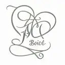 the name Rocio in calligraphy with a heart surrounding it that starts from the final letter o tattoo design idea