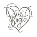 the name Rocio in calligraphy with a heart surrounding it that starts from the final letter o tattoo design idea