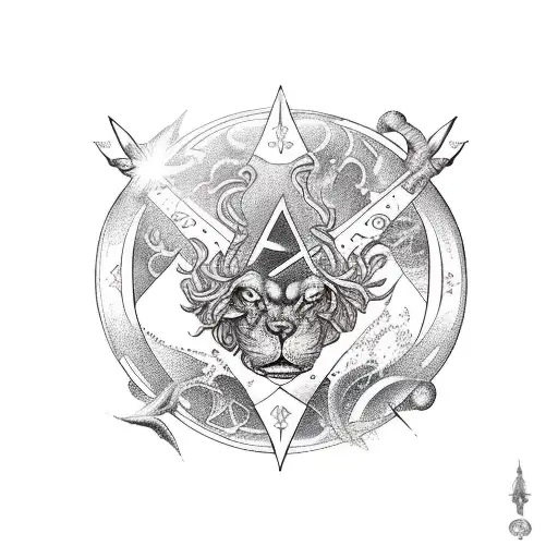 star sign Leo, libra and Aquarius sleeve tattoo design idea