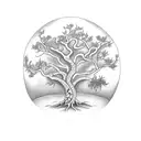 large tree with one apple and a snake tattoo design idea