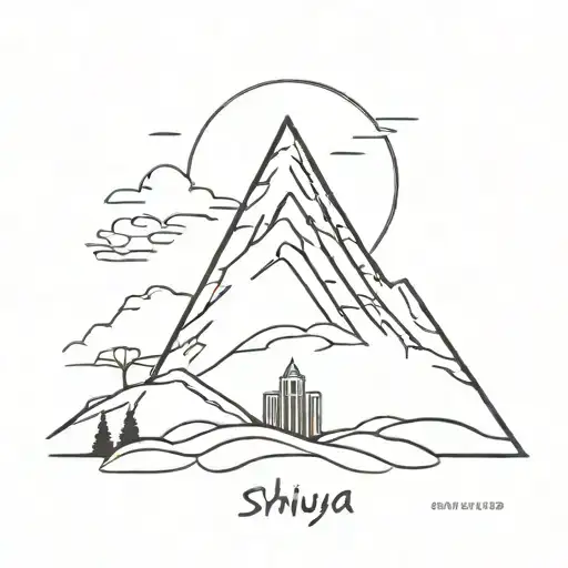 A minimalist tattoo of the iconic Hollywood sign with a hidden image of Shiva's third eye, combining your love for movies and Shiva tattoo design idea