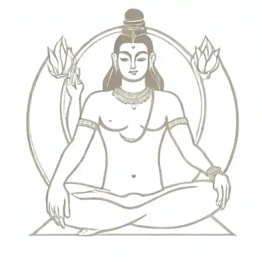 A minimalist tattoo of the Hindu god Shiva sitting in a lotus position, representing your admiration for Shiva tattoo design idea