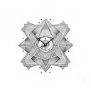 pyramids and clock tattoo design idea