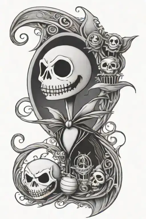nightmare before christmas sleeve tattoo design idea