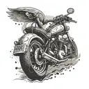 An abstract tattoo representing the freedom of riding a motorcycle through the mountains tattoo design idea