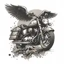 An abstract tattoo representing the freedom of riding a motorcycle through the mountains tattoo design idea