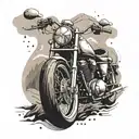 An abstract tattoo representing the freedom of riding a motorcycle through the mountains tattoo design idea