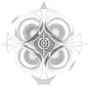silhouettes of drones in action,  incorporate the Triskelion symbol, which consists of three interconnected spirals. tattoo design idea