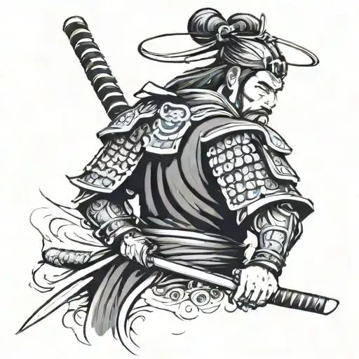 samurai with armor tattoo design idea