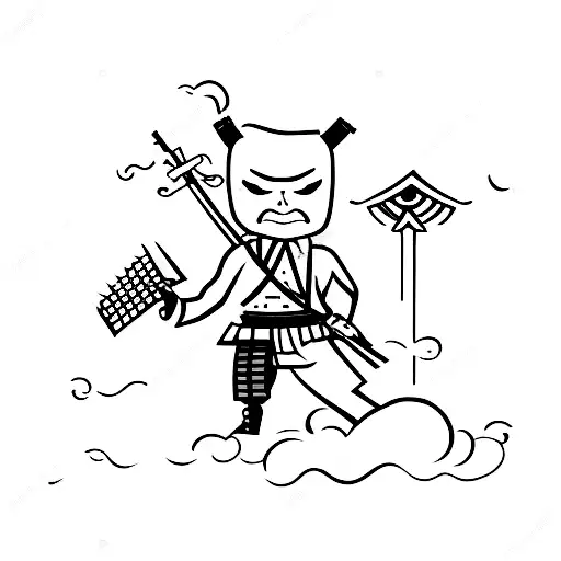 A samurai warrior with a business suit and tie tattoo design idea
