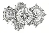 nautical square and compass surrounded tattoo design idea
