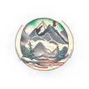 three circles with the forest, the sea and the mountains tattoo design idea