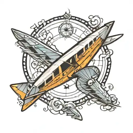 paper plane travelling the world tattoo design idea