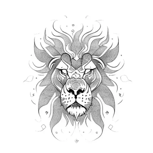 fire lion tattoo design idea