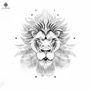 fire lion link tattoo design idea