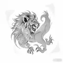 fire lion link tattoo design idea