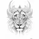 fire lion link tattoo design idea