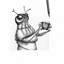 grasshopper drinking a mug of beer tattoo design idea