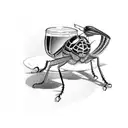 grasshopper drinking a mug of beer tattoo design idea